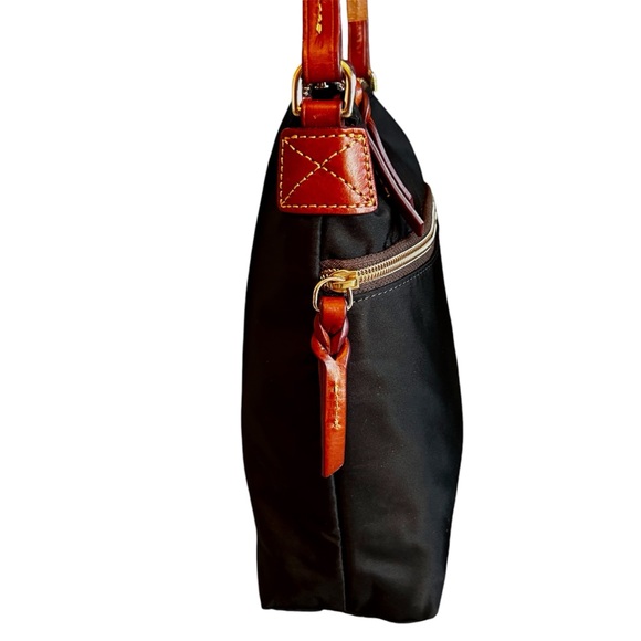 Dooney & Bourke Nylon Crossbody Purse Black with Tan Leather Trim Accents - Picture 8 of 15